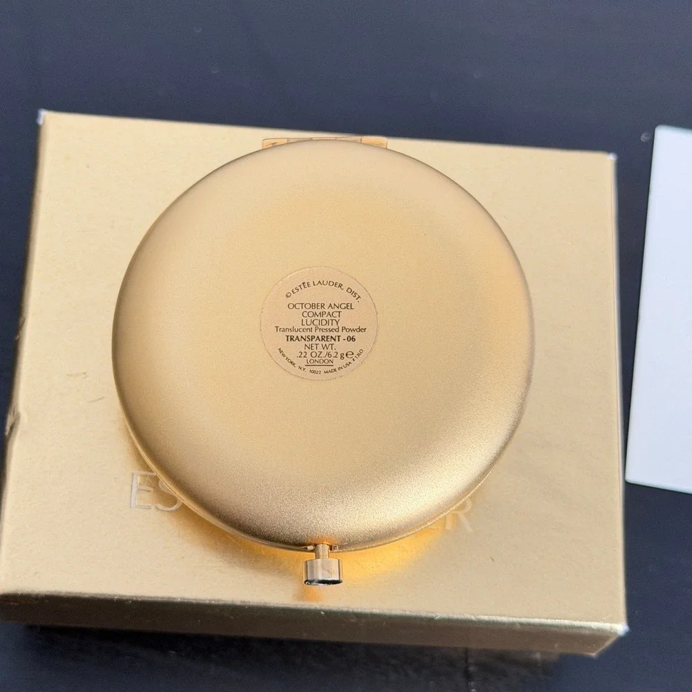 Estee Lauder October Angel Lucidity Translucent Pressed Powder Compact Gold